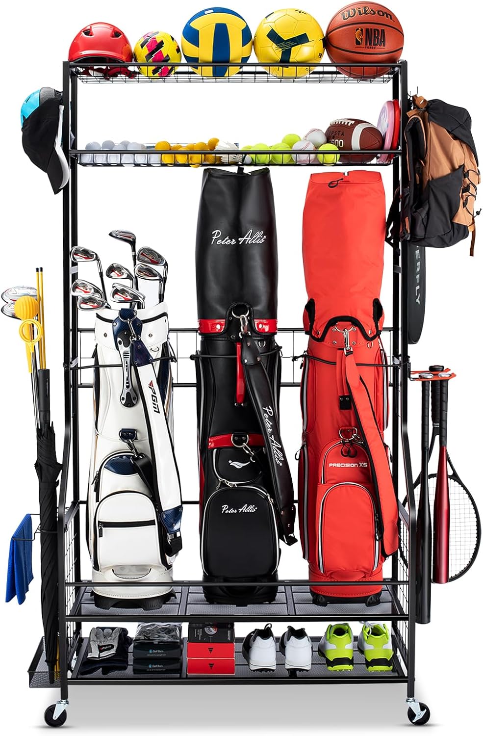 Golf Equipment Organizer For Garage - Golf Bag Storage Organizer Rack Heavy