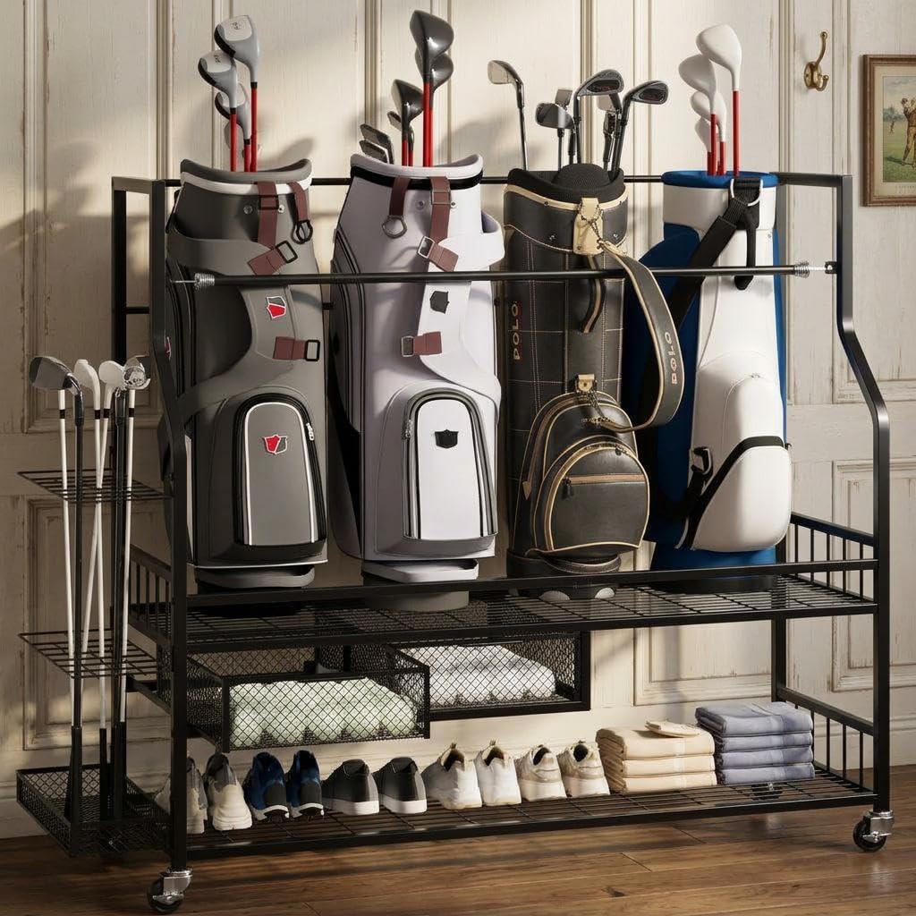 Golf Equipment Organizer For Garage - Golf Bag Storage Garage Organizer Rack