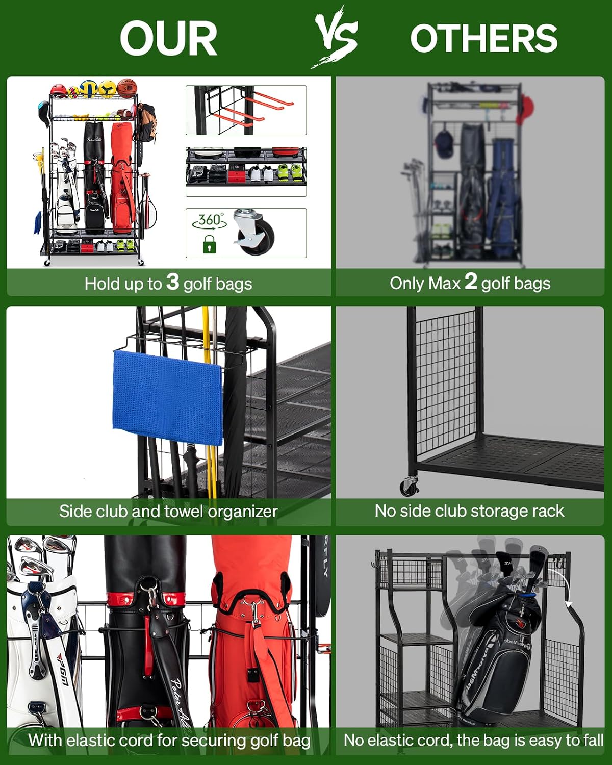 Golf Bag Storage Organizer Rac - огляд і ціна Golf Equipment Organizer For Garage