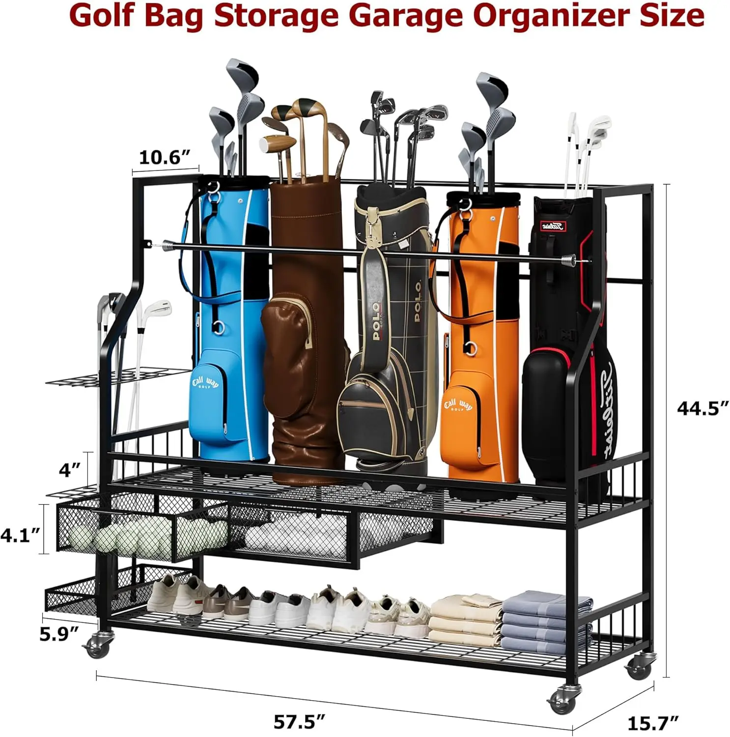 Multifunctional Rolling Golf B - огляд і ціна Golf Equipment Organizer For Garage