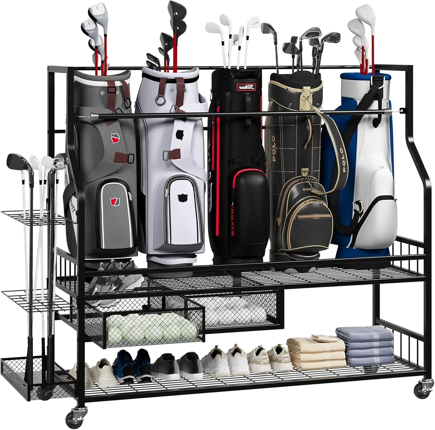 Multifunctional Rolling Golf B - огляд і ціна Golf Equipment Organizer For Garage